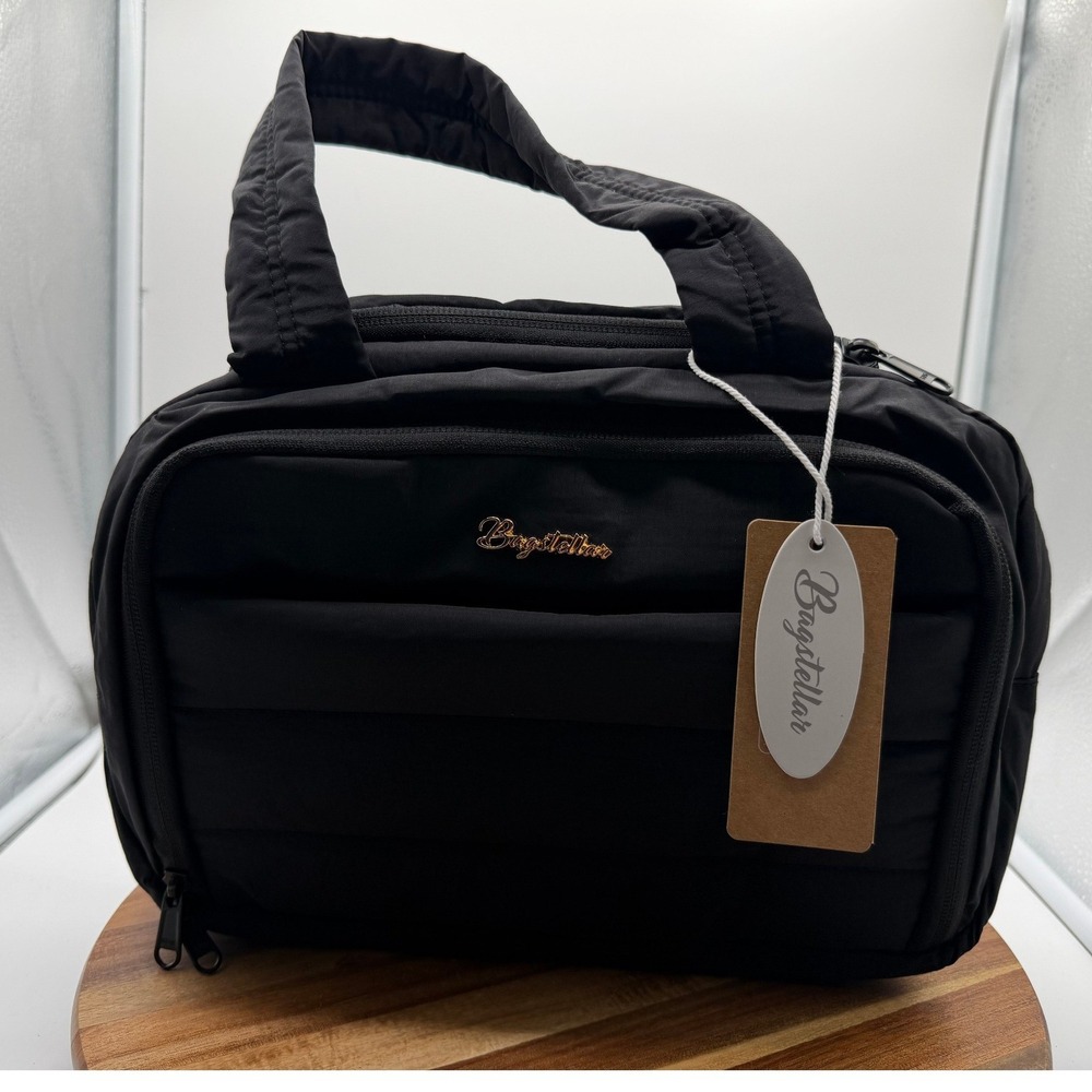 Bagstellar Black Nylon Puffer Bag Quilted Toiletry Cosmetic Organizer 1493